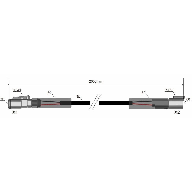 LED harness Extension 2m DT -70W