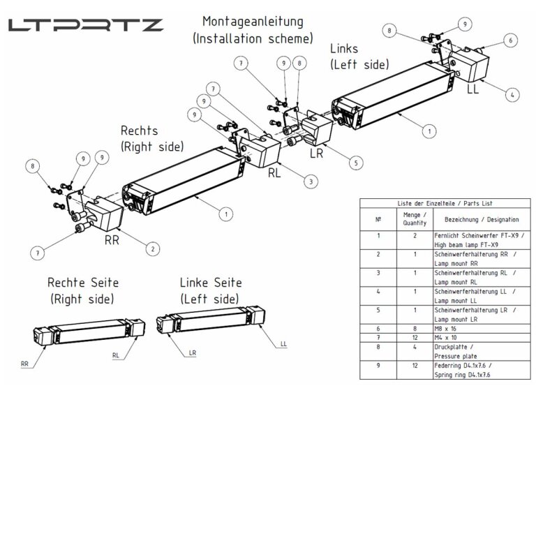Fernscheinwerfer Einbaukit Fiat Ducato 2014- Flat-X 9