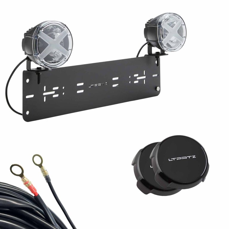 Spar-Set: Kennzeichenhalter + 2x X-Type 5 Zoll + Kabelsatz + Abdeckkappen