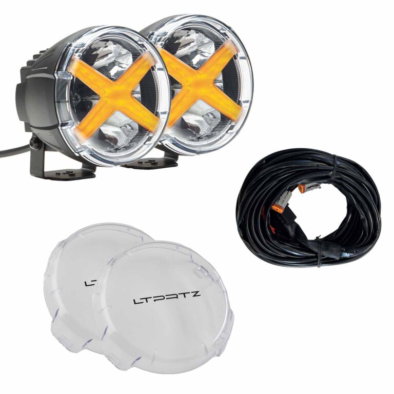 Bundle 2x X-Type 5 Zoll AMBER + Kabelsatz + Abdeckkappen transparent